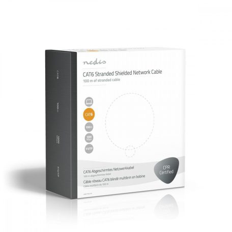 Hálózati kábel Roll | CAT6 | Sodrott | F/UTP | Réz | 100.0 m | Benti | Kerek | PVC | Szürke | Ajándék Dobozban