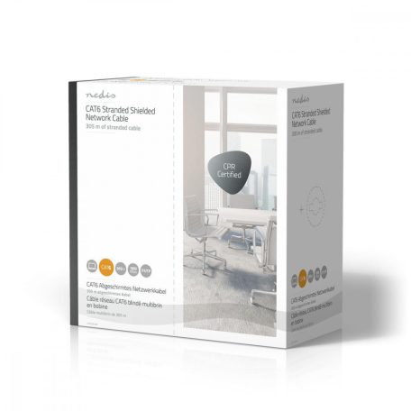 Hálózati kábel Roll | CAT6 | Sodrott | F/UTP | Réz | 305.0 m | Benti | Kerek | PVC | Szürke | Ajándék Dobozban