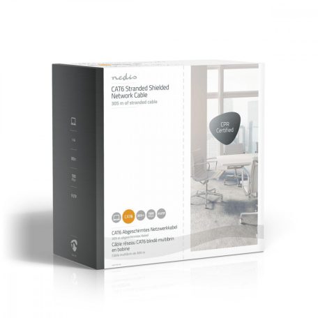 Hálózati kábel Roll | CAT6 | Sodrott | F/UTP | Réz | 305.0 m | Benti | Kerek | PVC | Szürke | Ajándék Dobozban