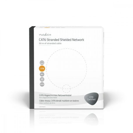 Hálózati kábel Roll | CAT6 | Sodrott | F/UTP | Réz | 50.0 m | Benti | Kerek | PVC | Szürke | Ajándék Dobozban