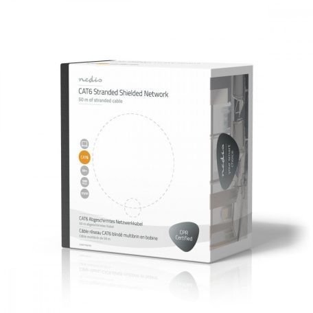 Hálózati kábel Roll | CAT6 | Sodrott | F/UTP | Réz | 50.0 m | Benti | Kerek | PVC | Szürke | Ajándék Dobozban