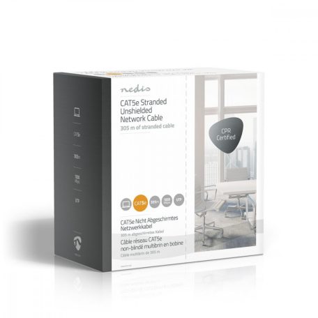 Hálózati kábel Roll | CAT5e | Sodrott | U/UTP | Réz | 305.0 m | Benti | Kerek | PVC | Szürke | Ajándék Dobozban