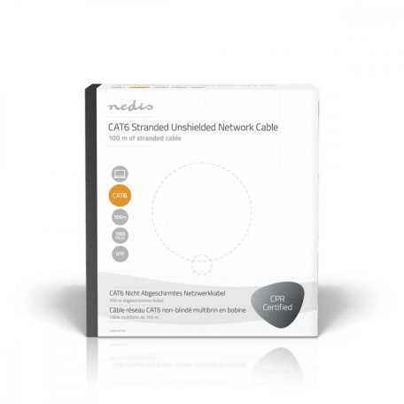 Hálózati kábel Roll | CAT6 | Sodrott | U/UTP | Réz | 100.0 m | Benti | Kerek | PVC | Szürke | Ajándék Dobozban