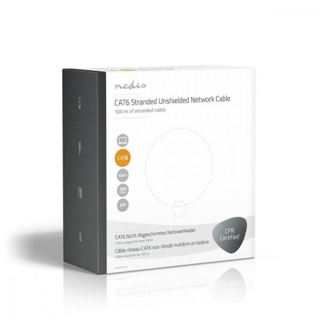 Hálózati kábel Roll | CAT6 | Sodrott | U/UTP | Réz | 100.0 m | Benti | Kerek | PVC | Szürke | Ajándék Dobozban