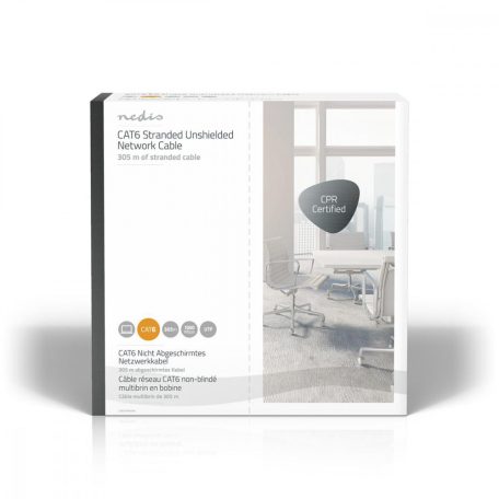 Hálózati kábel Roll | CAT6 | Sodrott | U/UTP | Réz | 305.0 m | Benti | Kerek | PVC | Szürke | Ajándék Dobozban