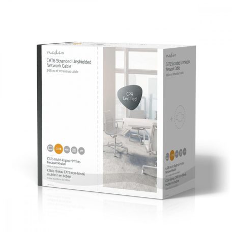 Hálózati kábel Roll | CAT6 | Sodrott | U/UTP | Réz | 305.0 m | Benti | Kerek | PVC | Szürke | Ajándék Dobozban