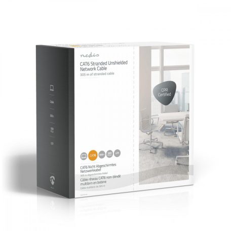 Hálózati kábel Roll | CAT6 | Sodrott | U/UTP | Réz | 305.0 m | Benti | Kerek | PVC | Szürke | Ajándék Dobozban