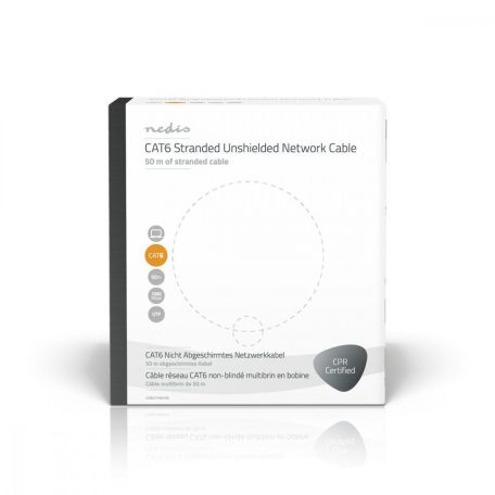 Hálózati kábel Roll | CAT6 | Sodrott | U/UTP | Réz | 50.0 m | Benti | Kerek | PVC | Szürke | Ajándék Dobozban