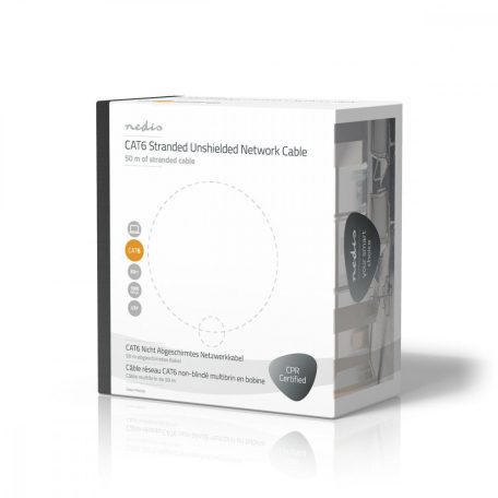 Hálózati kábel Roll | CAT6 | Sodrott | U/UTP | Réz | 50.0 m | Benti | Kerek | PVC | Szürke | Ajándék Dobozban