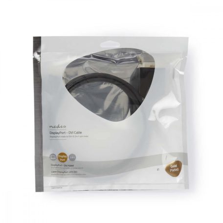 DisplayPort kábel | DisplayPort Dugasz | DVI-D 24+1-Érintkezős Dugasz | 1080p | Aranyozott | 2.00 m | Kerek | PVC | Antracit | Műanyag Zacskó
