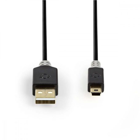 USB kábel | USB 2.0 | USB-A Dugasz | USB Mini-B 5 Érintkezős Dugasz | 480 Mbps | Aranyozott | 2.00 m | Kerek | PVC | Antracit | Műanyag Zacskó