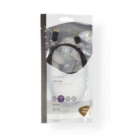 USB kábel | USB 2.0 | USB-C™ Dugasz | USB Micro-B Dugasz | 60 W | 480 Mbps | Aranyozott | 1.00 m | Kerek | PVC | Antracit | Műanyag Zacskó