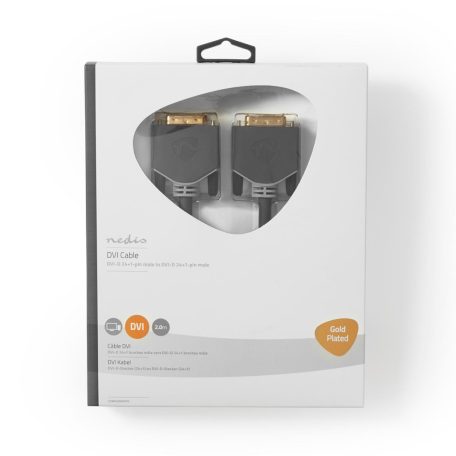 DVI kábel | DVI-D 24+1-Érintkezős Dugasz | DVI-D 24+1-Érintkezős Dugasz | 2560x1600 | Aranyozott | 2.00 m | Egyenes | PVC | Antracit | Buborékfólia