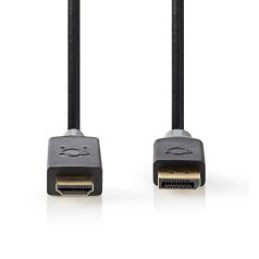   DisplayPort kábel | DisplayPort Dugasz | HDMI™ Csatlakozó | 4K@30Hz | Aranyozott | 1.00 m | Kerek | PVC | Antracit | Doboz