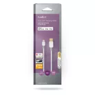 Lightning Kábel | USB 2.0 | Apple Lightning, 8 Pólusú | USB-A Dugasz | 480 Mbps | Aranyozott | 2.00 m | Kerek | PVC | Fehér / Szürke | Doboz