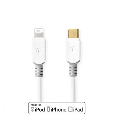 Lightning Kábel | USB 2.0 | Apple Lightning, 8 Pólusú | USB-C™ Dugasz | 480 Mbps | Aranyozott | 1.00 m | Kerek | PVC | Fehér | Doboz
