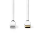 Lightning Kábel | USB 2.0 | Apple Lightning, 8 Pólusú | USB-C™ Dugasz | 480 Mbps | Aranyozott | 1.00 m | Kerek | PVC | Fehér | Doboz