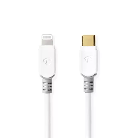 Lightning Kábel | USB 2.0 | Apple Lightning, 8 Pólusú | USB-C™ Dugasz | 480 Mbps | Aranyozott | 1.00 m | Kerek | PVC | Fehér | Doboz