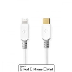   Lightning Kábel | USB 2.0 | Apple Lightning, 8 Pólusú | USB-C™ Dugasz | 480 Mbps | Aranyozott | 3.00 m | Kerek | PVC | Fehér / Szürke | Ablakos Doboz
