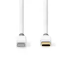 Lightning Kábel | USB 2.0 | Apple Lightning, 8 Pólusú | USB-C™ Dugasz | 480 Mbps | Aranyozott | 3.00 m | Kerek | PVC | Fehér / Szürke | Ablakos Doboz