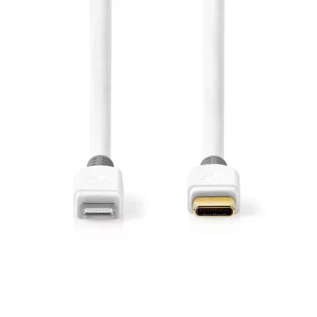 Lightning Kábel | USB 2.0 | Apple Lightning, 8 Pólusú | USB-C™ Dugasz | 480 Mbps | Aranyozott | 3.00 m | Kerek | PVC | Fehér / Szürke | Ablakos Doboz