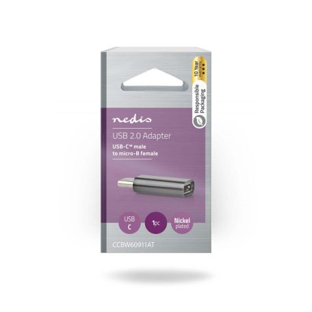 USB-C™ Adapter | USB 2.0 | USB-C™ Dugasz | USB Micro-B Aljzat | 480 Mbps | Kerek | Aranyozott | Antracit | Doboz