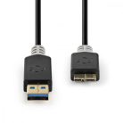 USB kábel | USB 3.2 Gen 1 | USB-A Dugasz | USB Micro-B Dugasz | 5 Gbps | Aranyozott | 2.00 m | Kerek | PVC | Antracit | Doboz