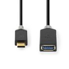 USB-C™ Adapter | USB 3.2 Gen 1 | USB-C™ Dugasz | USB-A Aljzat | 5 Gbps | 0.15 m | Kerek | Nikkelezett | PVC | Antracit | Doboz