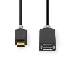   USB-C™ Adapter | USB 3.2 Gen 1 | USB-C™ Dugasz | USB-A Aljzat | 5 Gbps | 0.15 m | Kerek | Nikkelezett | PVC | Antracit | Doboz