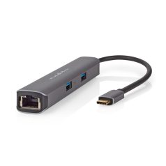   USB Többportos Adapter | USB 3.2 Gen 1 | USB-C™ Dugasz | HDMI™ Kimenet / RJ45 Aljzat / 2x USB-A Aljzat / 2x USB-C™ | 5 Gbps | 0.20 m | Kerek | Aranyozott | PVC | Antracit | Doboz