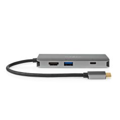   USB Többportos Adapter | USB 3.2 Gen 1 | USB-C™ Dugasz | HDMI™ Kimenet / Micro SD / RJ45 Aljzat / SD / USB-C™ Aljzat / 3x USB-A Aljzat | 5 Gbps | 0.20 m | Kerek | Aranyozott | PVC | Antracit | Doboz