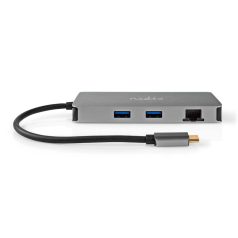   USB Többportos Adapter | USB 3.2 Gen 1 | USB-C™ Dugasz | Micro SD / RJ45 Aljzat / SD / USB-C™ Aljzat / 2x HDMI™ / 2x USB-A Aljzat | 5 Gbps | 0.20 m | Kerek | Aranyozott | PVC | Antracit | Doboz