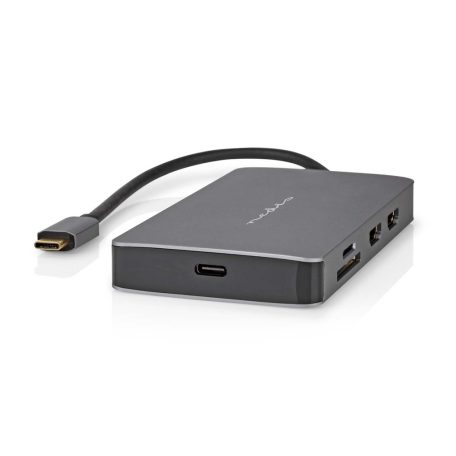 USB Többportos Adapter | USB 3.2 Gen 1 | USB-C™ Dugasz | Micro SD / RJ45 Aljzat / SD / USB-C™ Aljzat / 2x HDMI™ / 2x USB-A Aljzat | 5 Gbps | 0.20 m | Kerek | Aranyozott | PVC | Antracit | Doboz