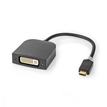 USB-C™ Adapter | USB 3.2 Gen 1 | USB-C™ Dugasz | DVI-D 24+1-Pin Aljzat | 1080p | 0.20 m | Kerek | Aranyozott | PVC | Antracit | Ablakos Doboz Euro Lock Zárral