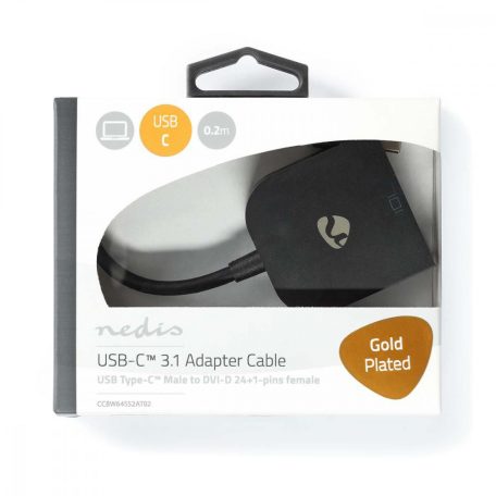 USB-C™ Adapter | USB 3.2 Gen 1 | USB-C™ Dugasz | DVI-D 24+1-Pin Aljzat | 1080p | 0.20 m | Kerek | Aranyozott | PVC | Antracit | Ablakos Doboz Euro Lock Zárral