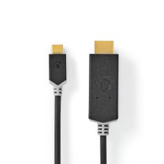   USB-C™ Adapter | USB 3.2 Gen 1 | USB-C™ Dugasz | HDMI™ Csatlakozó | 4K@60Hz | 2.00 m | Kerek | Aranyozott | PVC | Antracit | Doboz
