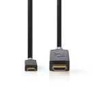 USB-C™ Adapter | USB 3.2 Gen 1 | USB-C™ Dugasz | HDMI™ Csatlakozó | 4K@60Hz | 2.00 m | Kerek | Aranyozott | PVC | Antracit | Doboz