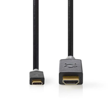 USB-C™ Adapter | USB 3.2 Gen 1 | USB-C™ Dugasz | HDMI™ Csatlakozó | 4K@60Hz | 2.00 m | Kerek | Aranyozott | PVC | Antracit | Doboz