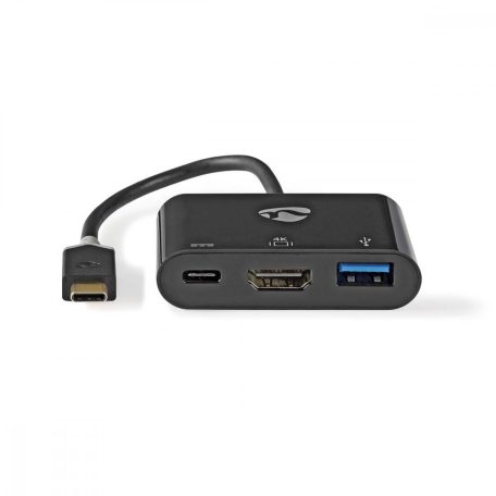 USB Többportos Adapter | USB 3.2 Gen 1 | USB-C™ Dugasz | HDMI™ Kimenet / USB-A Aljzat / USB-C™ Aljzat | 5 Gbps | 0.20 m | Kerek | Aranyozott | PVC | Antracit | Ablakos Doboz
