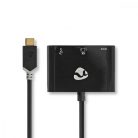 USB Többportos Adapter | USB 3.2 Gen 1 | USB-C™ Dugasz | HDMI™ Kimenet / USB-A Aljzat / USB-C™ Aljzat | 5 Gbps | 0.20 m | Kerek | Aranyozott | PVC | Antracit | Ablakos Doboz