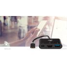 USB Többportos Adapter | USB 3.2 Gen 1 | USB-C™ Dugasz | HDMI™ Kimenet / USB-A Aljzat / USB-C™ Aljzat | 5 Gbps | 0.20 m | Kerek | Aranyozott | PVC | Antracit | Ablakos Doboz