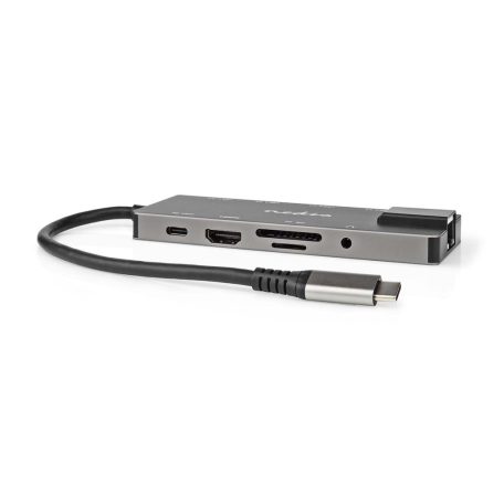 USB Többportos Adapter | USB 3.2 Gen 1 | USB-C™ Dugasz | HDMI™ Kimenet / RJ45 Aljzat / SD / 2x USB-C™ / 3.5 mm Aljzat / 3x USB-A Aljzat | 5 Gbps | 0.20 m | Kerek | Aranyozott | PVC | Antracit | Doboz