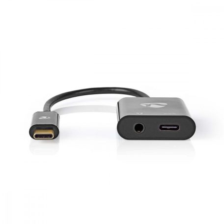 USB Többportos Adapter | USB 3.2 Gen 1 | USB-C™ Dugasz | USB-C™ Aljzat / 3.5 mm Aljzat | 0.15 m | Kerek | Nikkelezett | PVC | Fekete | Ablakos Doboz