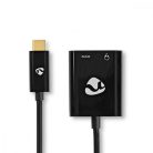 USB Többportos Adapter | USB 3.2 Gen 1 | USB-C™ Dugasz | USB-C™ Aljzat / 3.5 mm Aljzat | 0.15 m | Kerek | Nikkelezett | PVC | Fekete | Ablakos Doboz