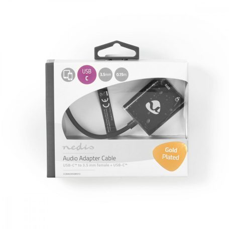 USB Többportos Adapter | USB 3.2 Gen 1 | USB-C™ Dugasz | USB-C™ Aljzat / 3.5 mm Aljzat | 0.15 m | Kerek | Nikkelezett | PVC | Fekete | Ablakos Doboz