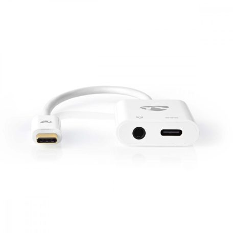 USB Többportos Adapter | USB 3.1 | USB-C™ Dugasz | USB-C™ Aljzat / 3.5 mm Aljzat | 0.15 m | Kerek | Nikkelezett | PVC | Fehér | Ablakos Doboz