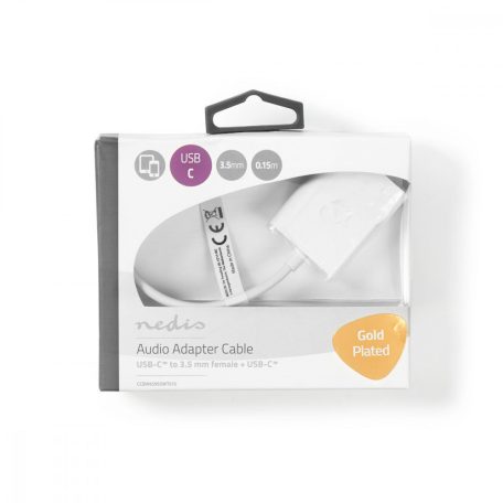 USB Többportos Adapter | USB 3.1 | USB-C™ Dugasz | USB-C™ Aljzat / 3.5 mm Aljzat | 0.15 m | Kerek | Nikkelezett | PVC | Fehér | Ablakos Doboz