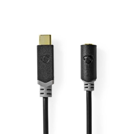 USB-C™ Adapter | USB 2.0 | USB-C™ Dugasz | 3.5 mm Aljzat | 1.00 m | Kerek | Aranyozott | PVC | Fekete | Doboz