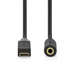   USB-C™ Adapter | USB 2.0 | USB-C™ Dugasz | 3.5 mm Aljzat | 1.00 m | Kerek | Aranyozott | PVC | Fekete | Doboz