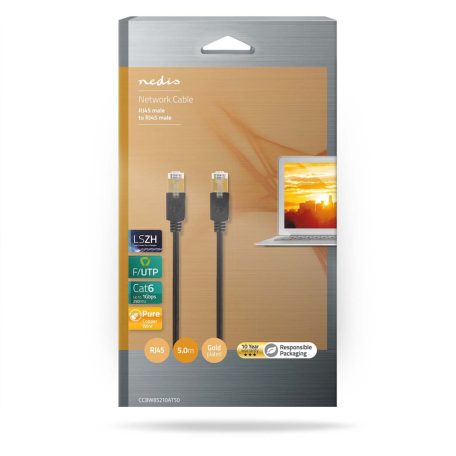 CAT6 hálózati kábel | RJ45 Dugasz | RJ45 Dugasz | F/UTP | 5.00 m | Kerek | LSZH / PVC | Antracit | Ablakos Doboz